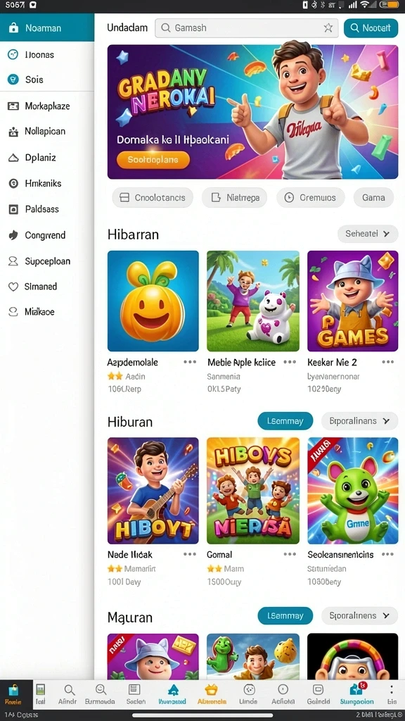 Tampilan awal game yang menarik dan penuh warna.