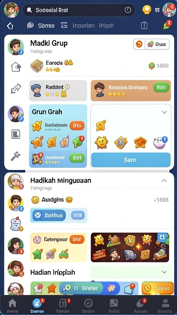 Layar utama QQRP dengan karakter pilihan.