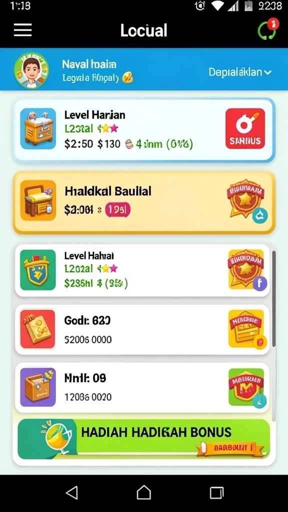 Karakter dengan desain unik yang dapat dipilih.